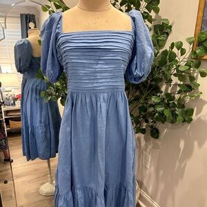NWT Abercrombie & Fitch blue linen dress LP